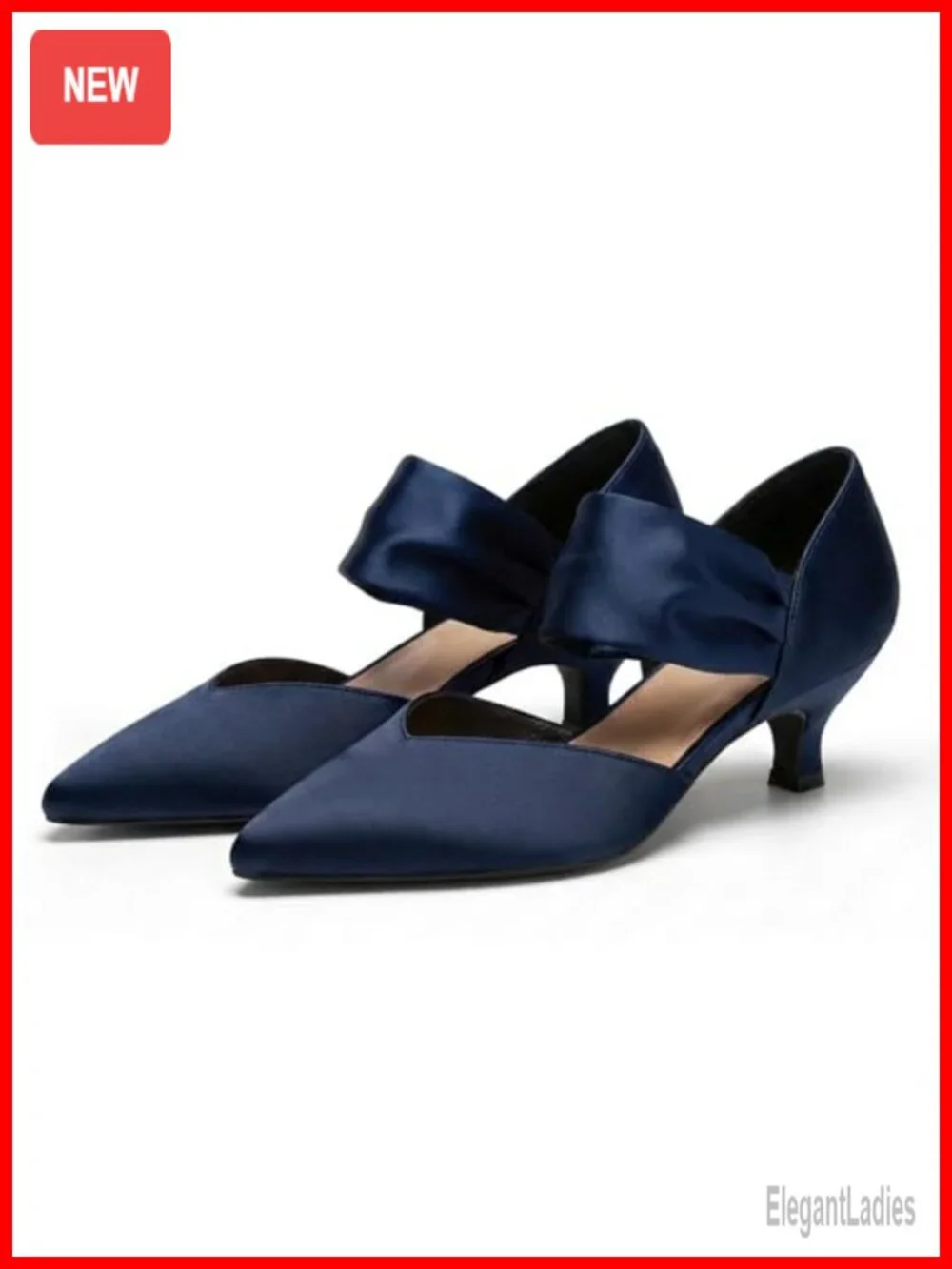 Kitten Heels Pointed Toe Slip on Pumps Ankle Strap Party Wedding Dress Shoes